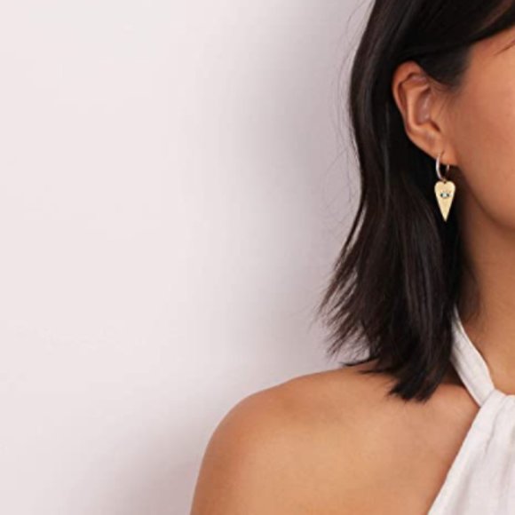 Evil Eye Huggie Hoop Earrings New - Picture 2 of 7